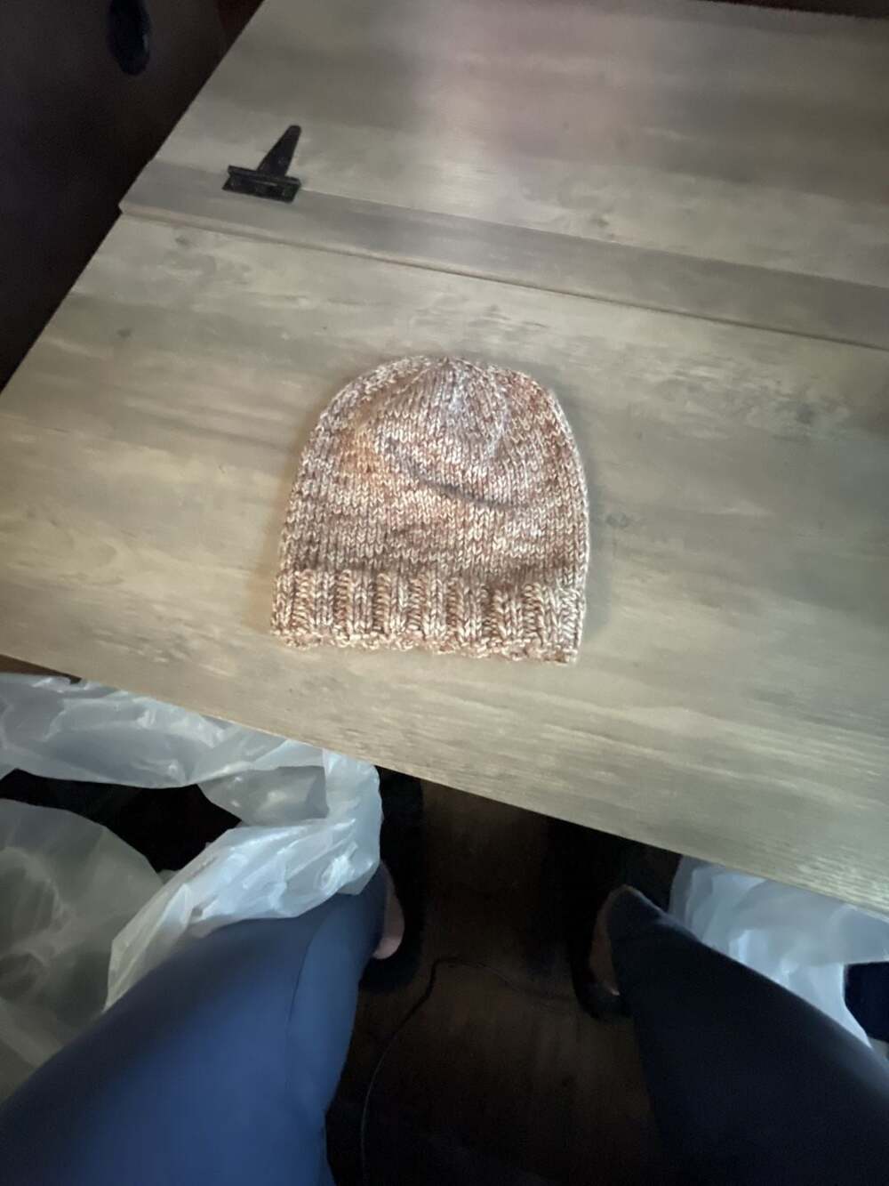 Handmade Chunky Knit Beanie Brown Beige Slouch Hat
